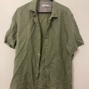 Mango Green Casual Button Down Shirt